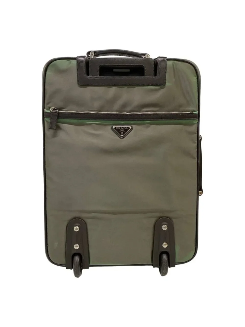 Prada Travel Bag Khaki Dark Brown Diamond No Lock Leather